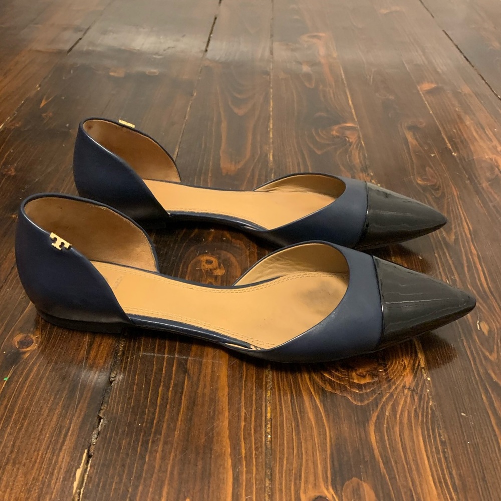 Tory Burch Navy and Black Flats